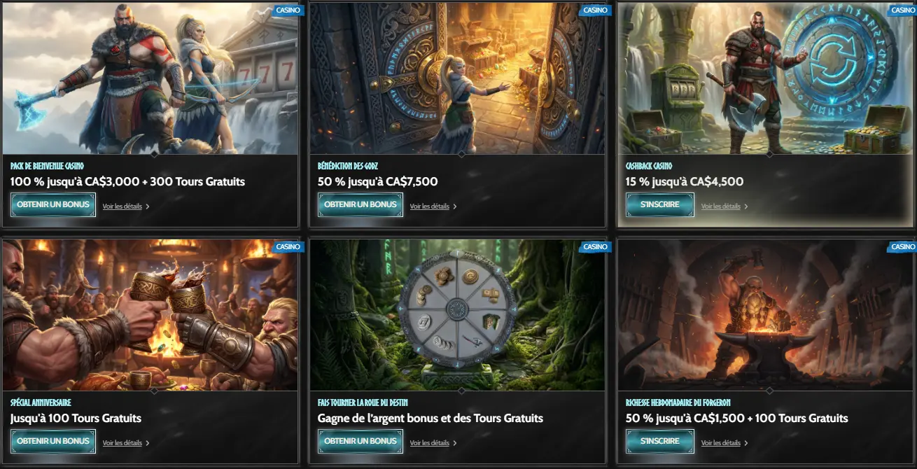 Promotions Godz Casino — pack de bienvenue, Bénédiction des Godz, cashback casino et campagnes récurrentes